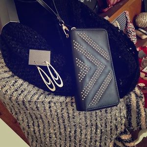 Wallet, scarf , earrings